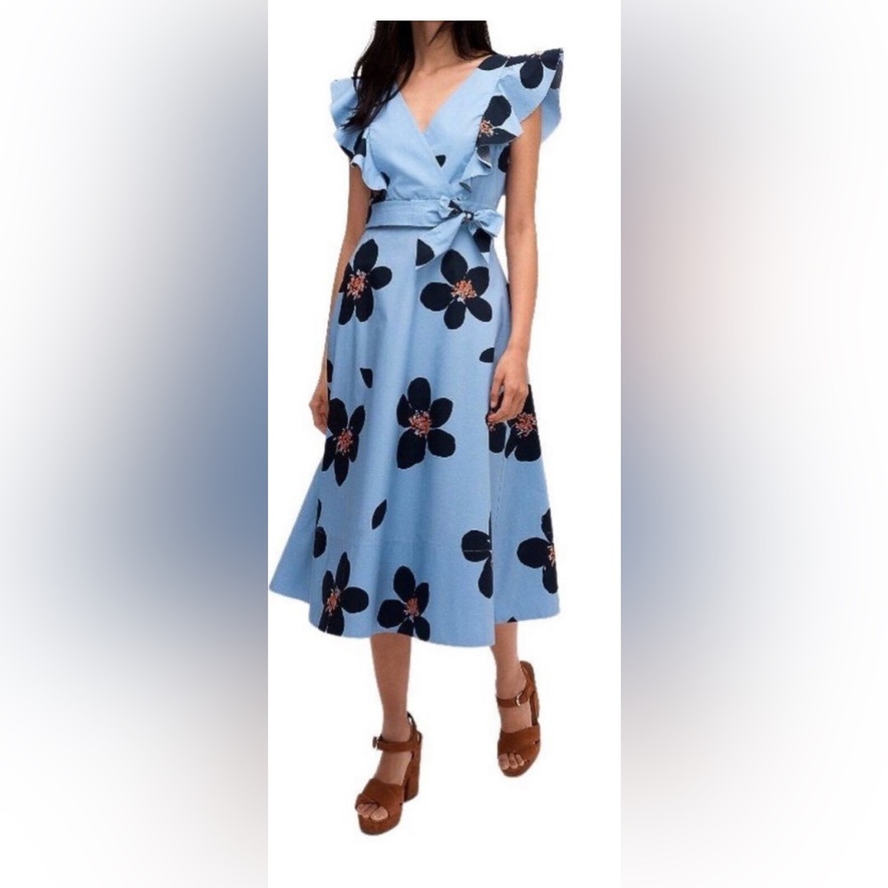 Kate Spade ♠️ Grand Flora Poplin midi dress size 10